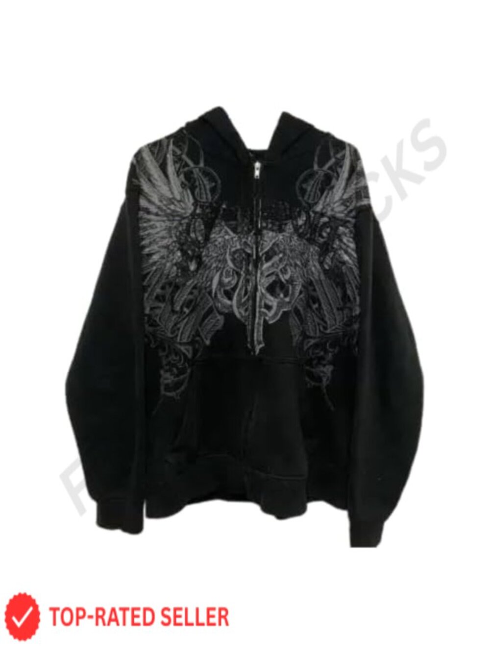Y2K Grunge Zip Up Hoodie Oversized Emo Goth 2000s Graphic Streetwear